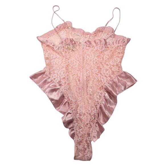 Victoria's Secret Vintage Gold Label Coral Pink Medium Teddy Lingerie Bodysuit - Picture 16 of 16